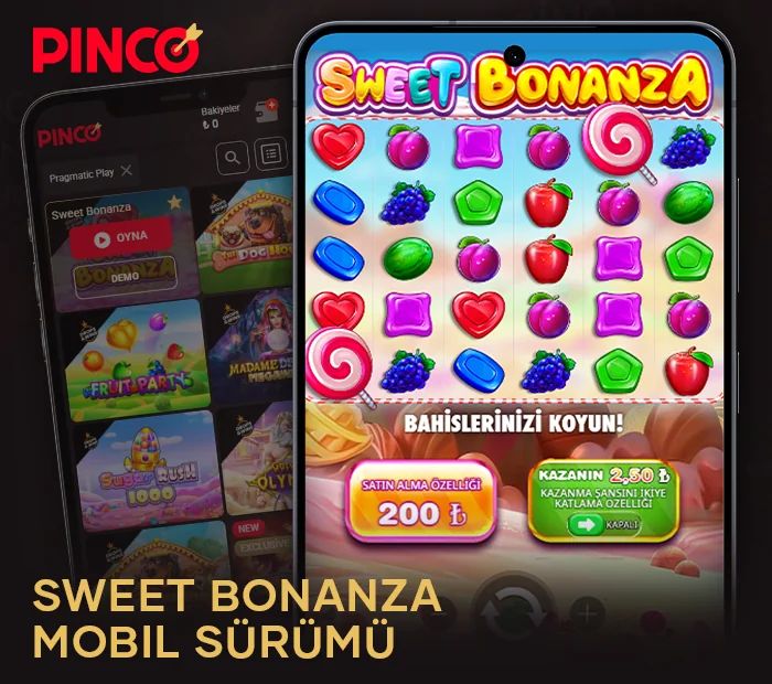 Sweet Bonanza'da bahis yapmak için Pinco mobil uygulaması