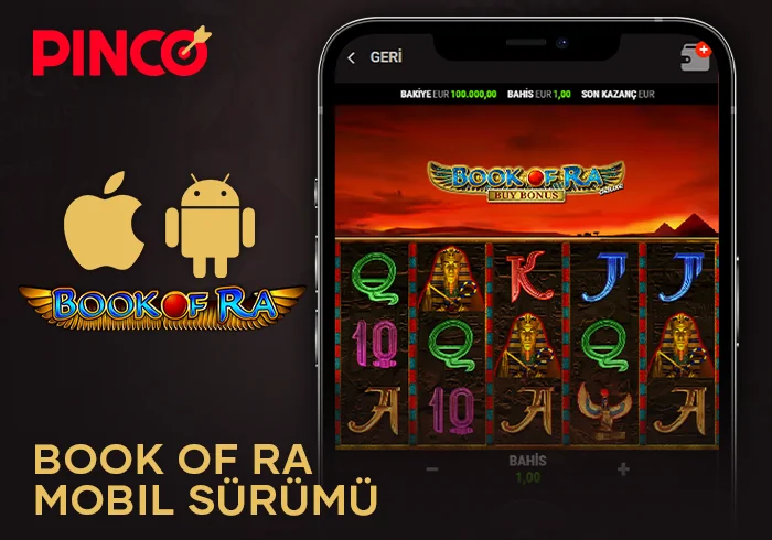 Book of Ra'da çevrimiçi kumar oynamak için Pinco mobil uygulaması