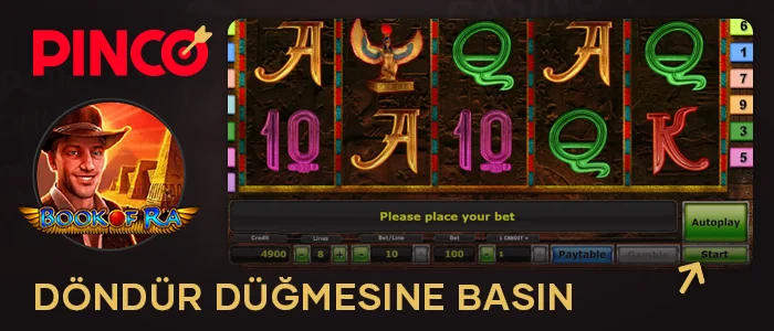 Book of Ra Pinco slotunda “Etkinleştir” düğmesine basın