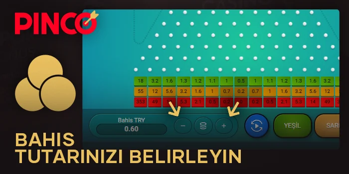 Plinko Pinco slotunda bahis tutarını belirleyin